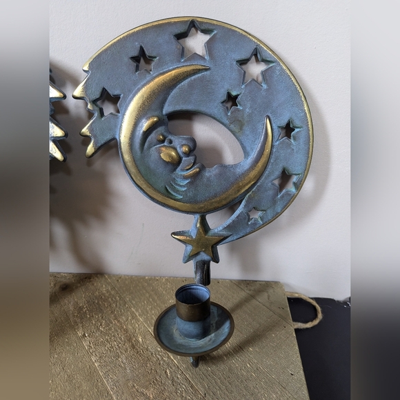 PartyLite Moon & Stars Metal Wall Sconces Celestial Sun & Moon Candle Holders - Picture 4 of 8